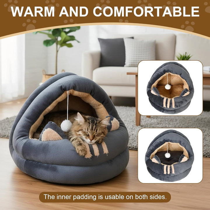 Katzenhöhle Katzen, Katzenbetten für den Innenbereich mit hängendem Spielzeug, Plüsch Haustier Katze