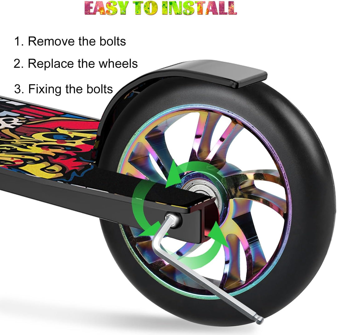 Stunt Scooter Ersatzrad 120mm 2 Stück mit ABEC 9 Kugellagern, Härte 88A für Roller aller Art geeigne