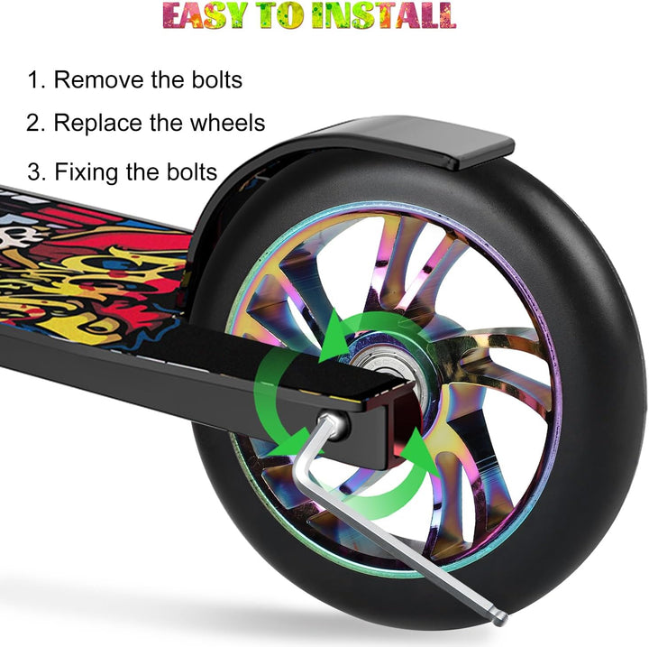 Stunt Scooter Ersatzrad 120mm 2 Stück mit ABEC 9 Kugellagern, Härte 88A für Roller aller Art geeigne