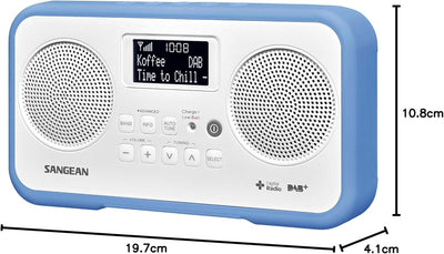 Sangean DPR-77 tragbares DAB+ Digitalradio (UKW-Tuner, Batterie-/Netzbetrieb) weiss/blau, weiss/blau