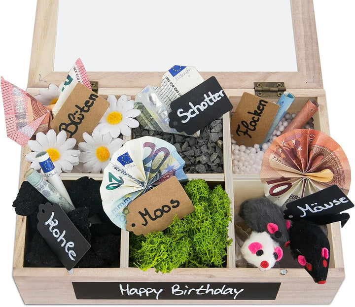 SURPRISA Schotter Schatulle 6er - kreative Verpackung für Geldgeschenke und persönliche Geschenkbox