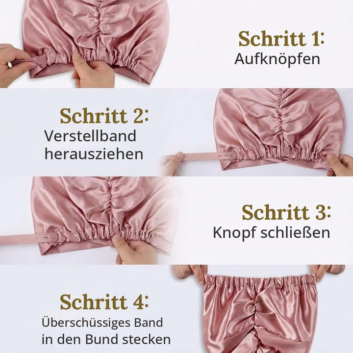 MATASSE Seidenhaube Zum Schlafen Aus 22 Momme Maulbeerseide, Verstellbares Bonnet Seide Für Damen, D