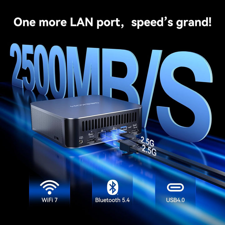 GEEKOM AI Mini PC GT1 Mega - Intel Core U9 185H,16 Kerne 22 Threads, Bis zu 5.1GHz, 2.5Gbps Dualer L