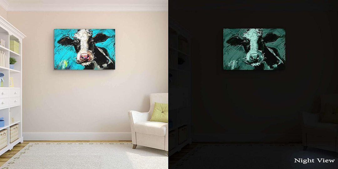 Startonight Bilder Süsse Kuh, Leinwandbilder Moderne Kunst, Tiere Wanddeko Kunstdrucke, Wandbilder 6