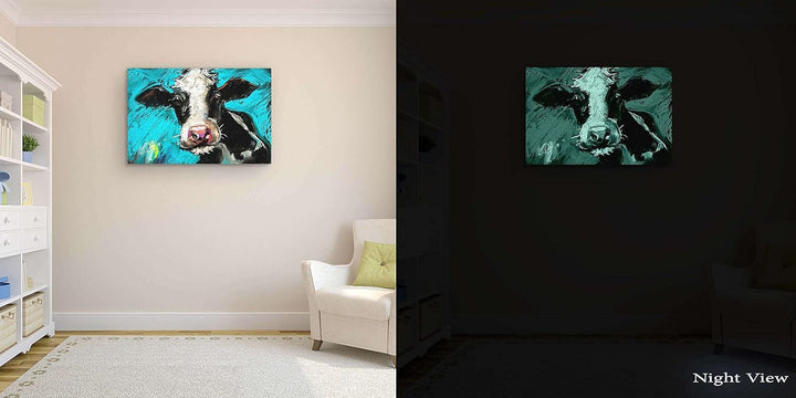 Startonight Bilder Süsse Kuh, Leinwandbilder Moderne Kunst, Tiere Wanddeko Kunstdrucke, Wandbilder 6