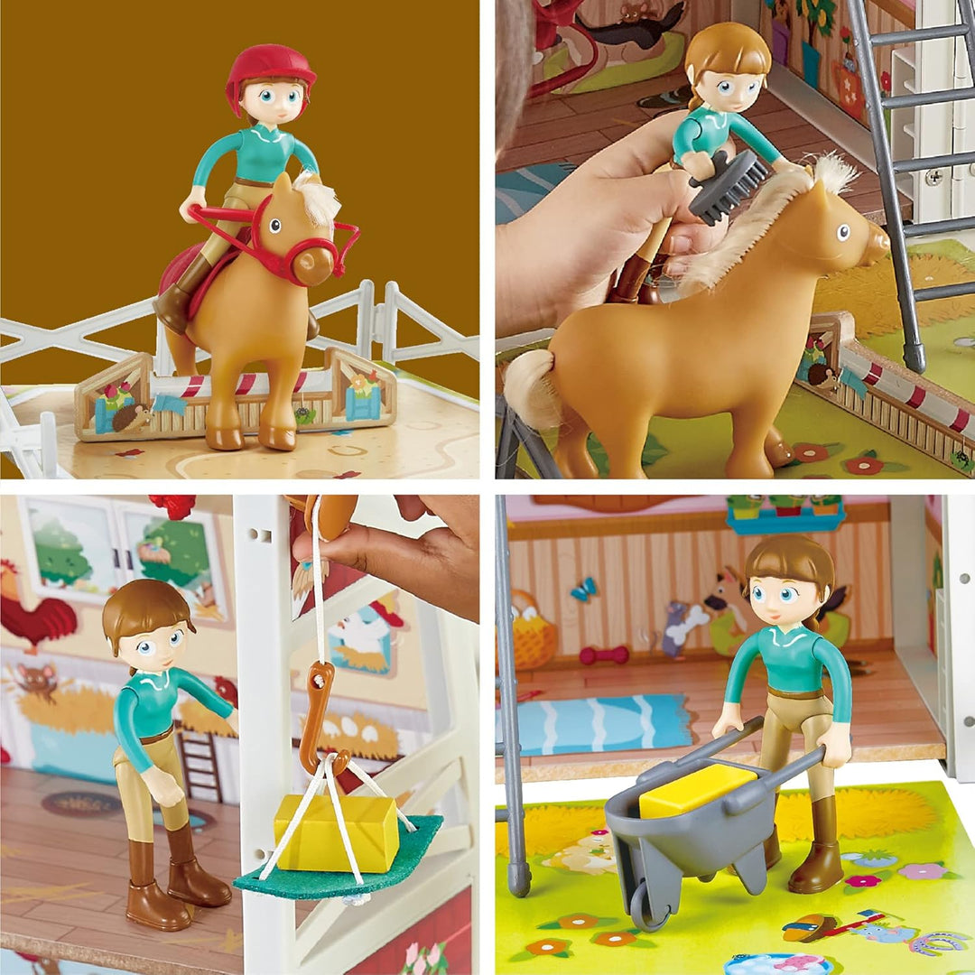 Hape International Hape International Hape Ponyhof | Reiterhof mit viel Zubehör, faltbar zum Mitnehm