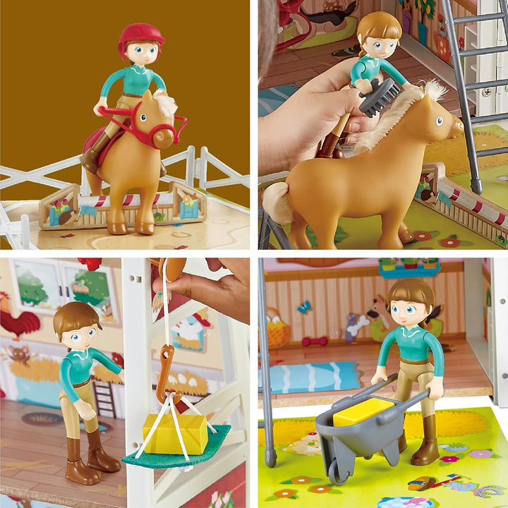 Hape International Hape International Hape Ponyhof | Reiterhof mit viel Zubehör, faltbar zum Mitnehm