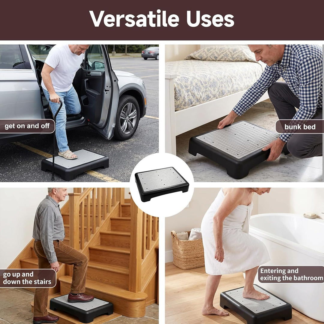 Trittstufe Indoor &amp; Outdoor, 43 x 33 x 9 cm Rutschfester Tritthocker mit Halbstufe – Tragbare Einsti