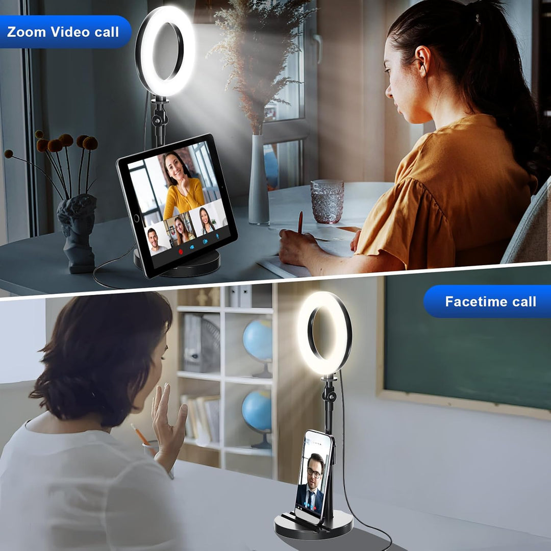 Schreibtisch-Ringlicht mit Teleskop-Ständer, Reise-Desktop-Hola-Licht für Telefon, Selfie, Laptop, Z