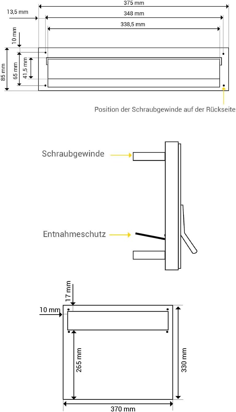 A-050 Edelstahl Zahn Genomwurf Briefkasten ohne Namensschild – LETTERBOX24.de