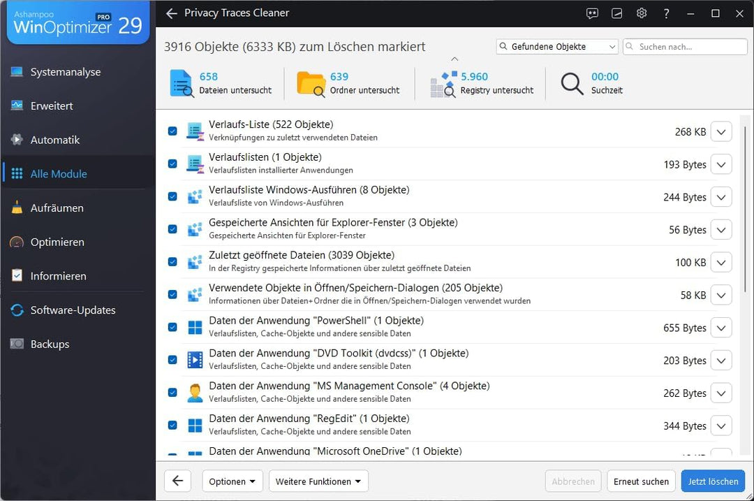 WinOptimizer 27 - 3 USER Lizenz - Tuning für Windows 11 10 8.1 8 7 - unbegrenzte Laufzeit
