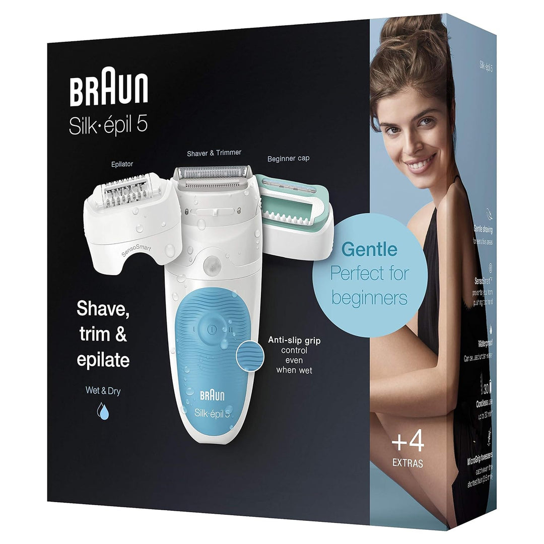Braun Silk-épil 5-610, Epilierer für Epilations-Einsteigerinnen für eine sanfte Haarentfernung, weis