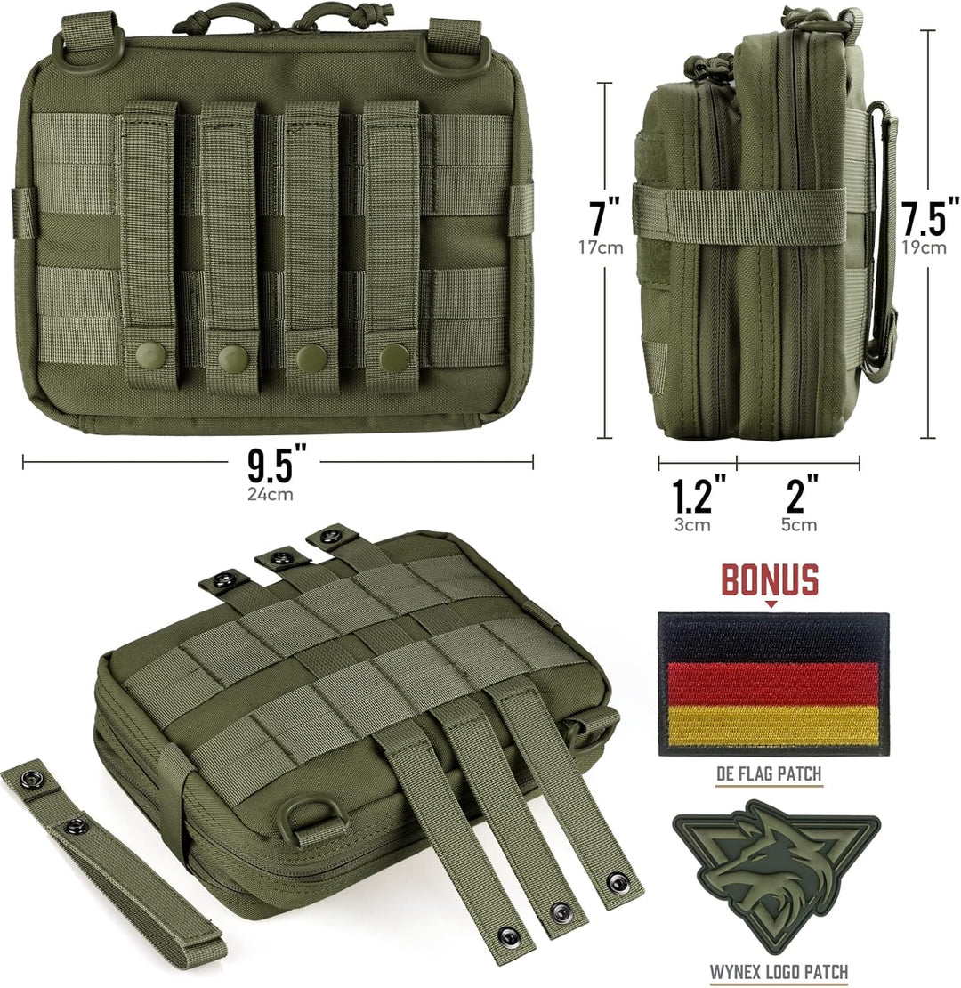 WYNEX Tactical Large Admin Pouch im Double Layer Design, Molle EDC EMT Utility Pouch mit Map Sleeve