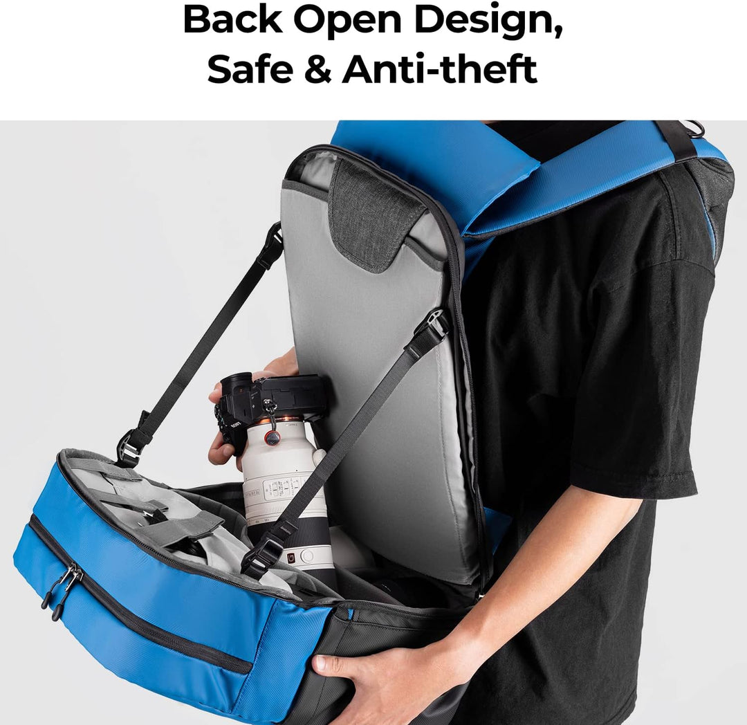 K&F CONCEPT Kamerarucksäcke 20L, Grosse Camera Backpack 15,6 Zoll Laptopfach, Spritzwassergeschutzt