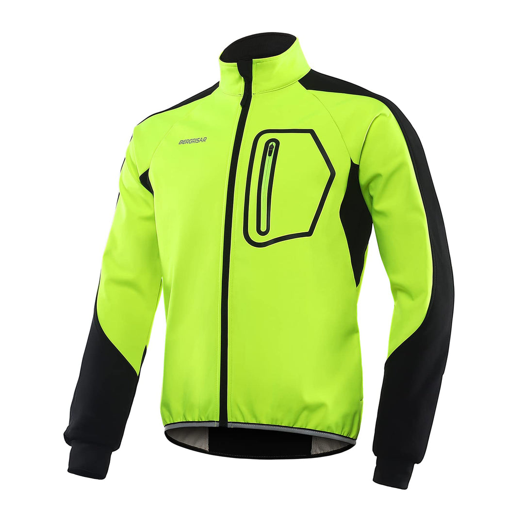 BERGRISAR Herren Fahrradjacke für Winter Fahrrad-Rennrad-Mtb Jacke Softshell Thermo Wasserdicht Radj
