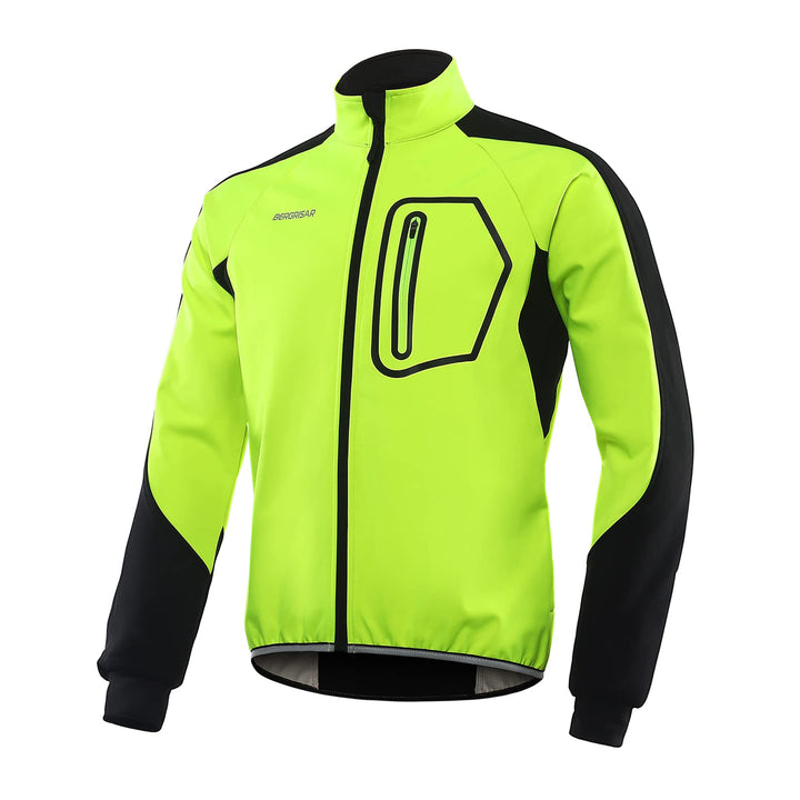 BERGRISAR Herren Fahrradjacke für Winter Fahrrad-Rennrad-Mtb Jacke Softshell Thermo Wasserdicht Radj