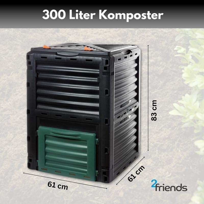 Sustania Garten Komposter Schnellkomposter 300L, Thermokomposter aus 100% Recyceltem Kunststoff, H83