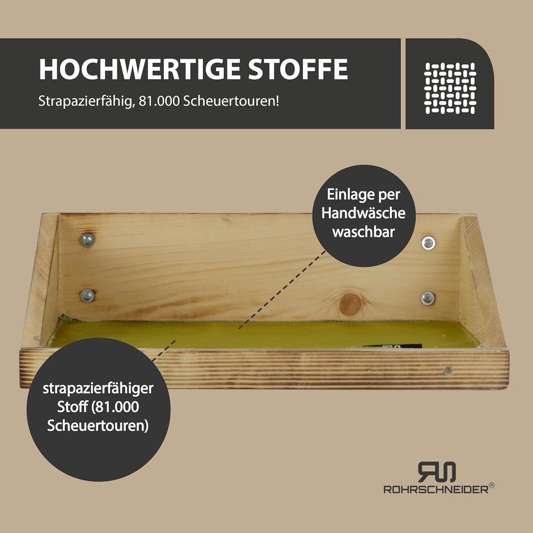 Rohrschneider Katzentreppe Wand, Kiefernholz geflammt (Samt Fresh, Oliv) Holz, waschbare Stoffeinlag