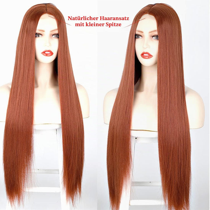 ATAYOU Kupfer Rot Lace Front Perücke Ginger Orange Perücke Für Damen Mit kleinem Spitzen Mittelteil