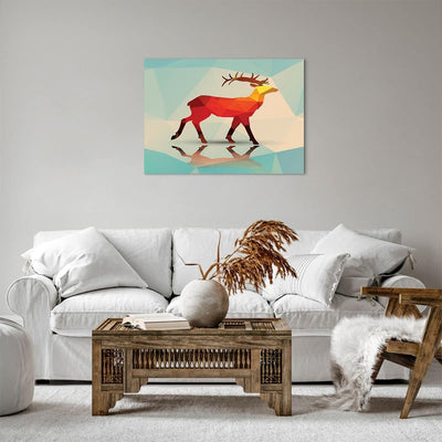 Bilder auf Leinwand Hirsch Illustration modern Grafik Leinwandbild 70x50cm Wandbilder Dekoration Woh