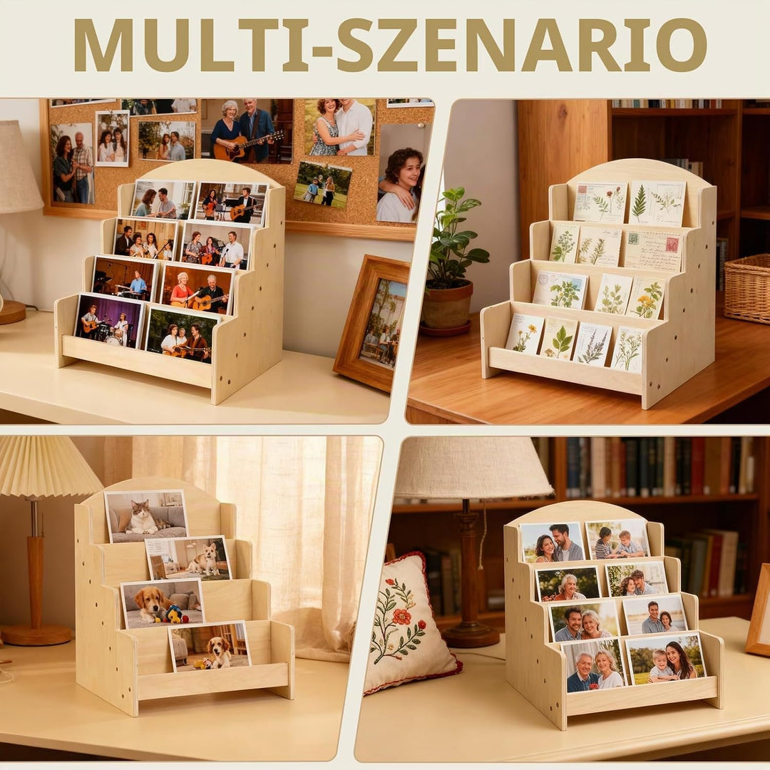 GAESHOW Kartenständer, Postkartenständer, Holz kartenaufsteller Postkartenhalter, 4 Etagen Postkarte