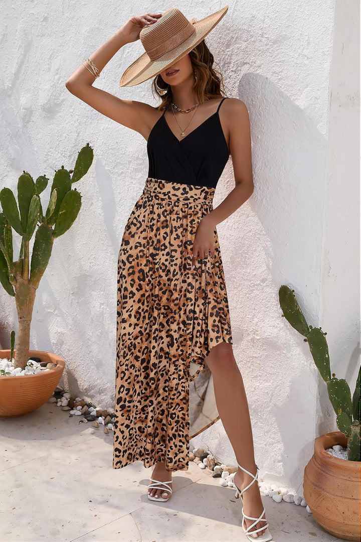 Newshows Sommerkleid Damen Lang Maxikleid Sommer V Ausschnitt Kleid Schlitz Elegant Spaghettiträger