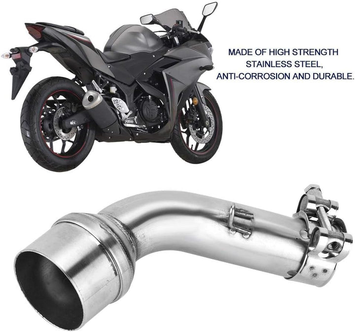 Rohrverbinder Abgasanlage Qiilu Motorrad auspuff Rohrverbinder 51mm Auspuffrohr Edelstahl Endrohr fü
