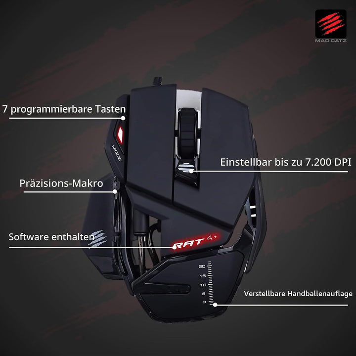 MadCatz R.A.T. 4+ Optical Gaming Mouse, Black R.A.T. 4+ Black, R.A.T. 4+ Black