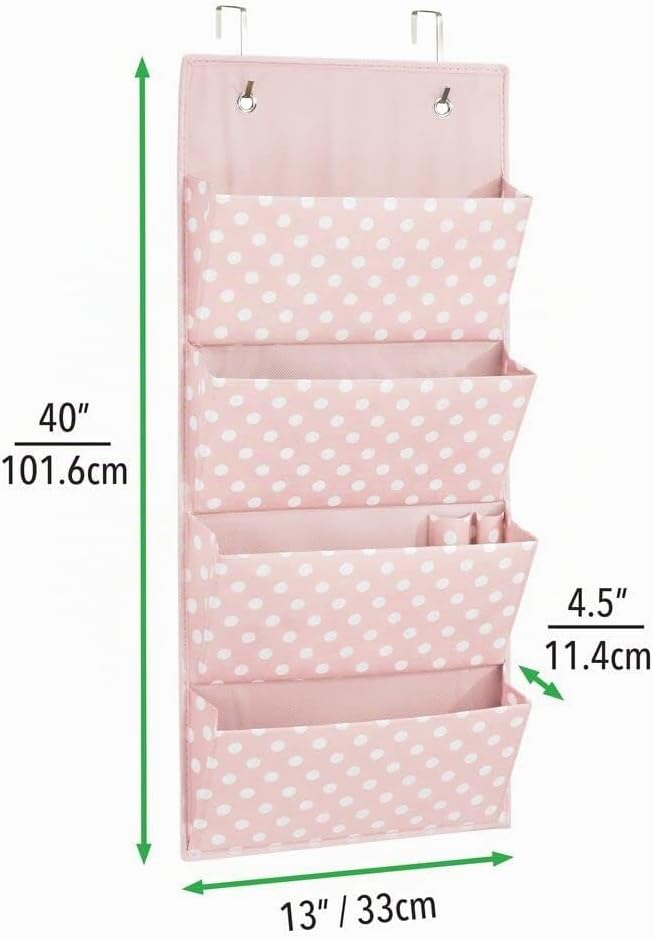 mDesign Hängeaufbewahrung mit Vier Taschen – Kinderzimmer Aufbewahrung für Kinderschuhe, Accessoires