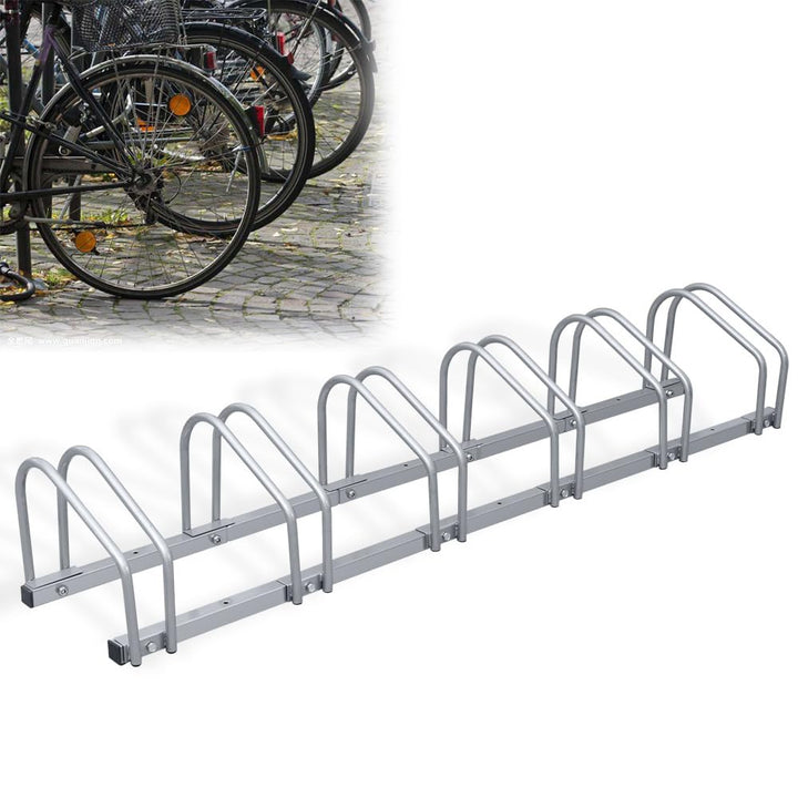 Fahrradständer Boden für 6 Fahrräder, 30cm Radabstand 35-55mm Reifenbreite rostfreier Stahl selbstsi