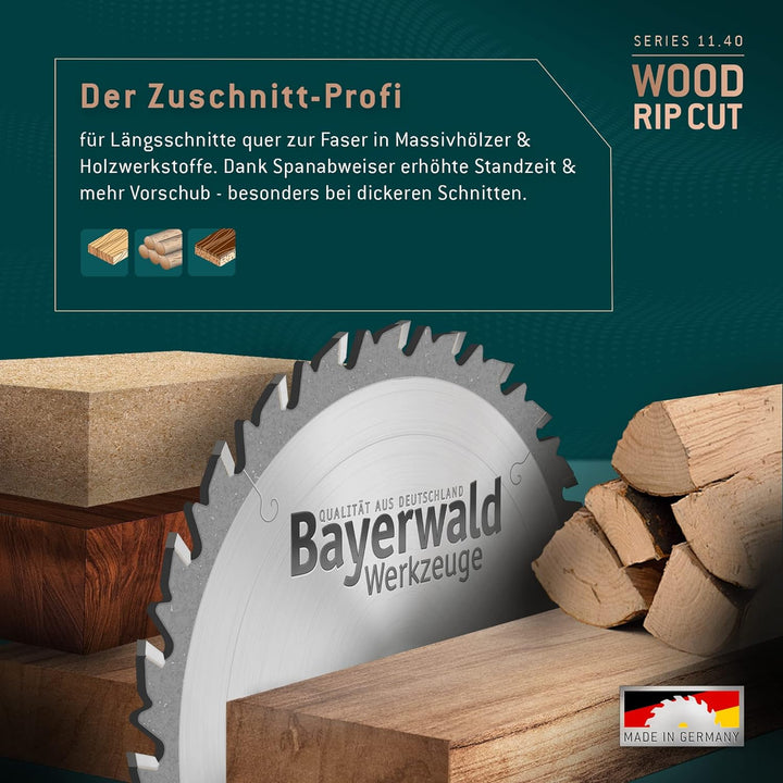 Bayerwald - HM Kreissägeblatt - Ø 350 mm x 3,5 mm x 30 mm | Langschnitt Flachzahn mit Spanabweiser (