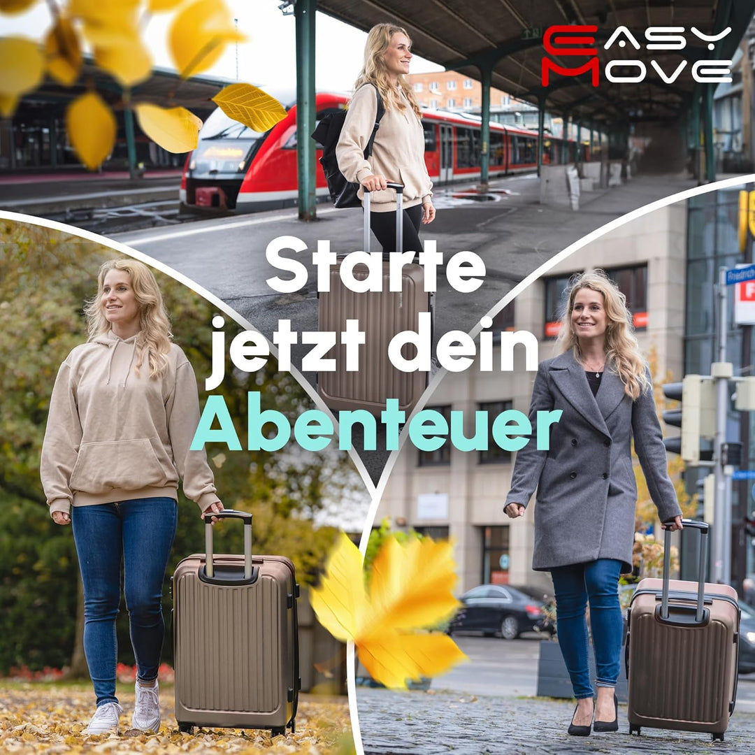 Easy Move ABS Hartschalenkoffer [ERGONOMISCH & SICHER] - Grosser Trolley Koffer mit 360° Rädern, Zah