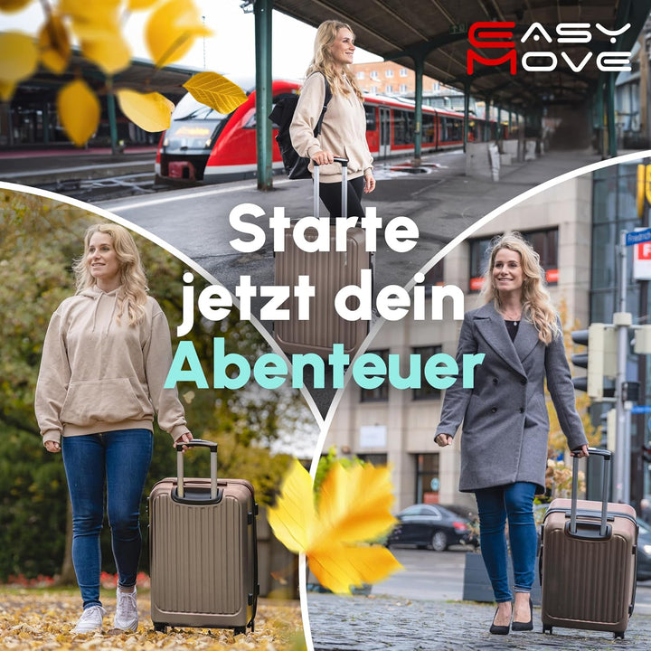 Easy Move ABS Hartschalenkoffer [ERGONOMISCH & SICHER] - Grosser Trolley Koffer mit 360° Rädern, Zah