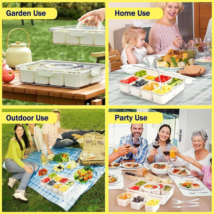 Camping Geschirr Set,Plastikgeschirr mit Edelstahl Campingbesteck,Unzerbrechliches Geschirr Set,Leic