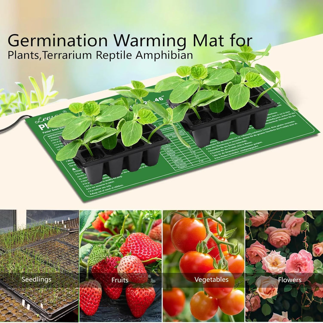 Heizmatte, wasserdicht, für Gewächshaus, 20 W, Heizmatte für Setzlinge und grosse Pflanzen, 26 × 54,
