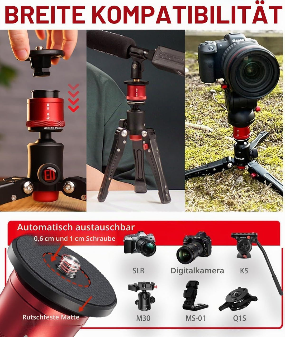 IFOOTAGE Mini Stativ für Kamera,Mini Kamerastativ,Handy Stativ mit Aluminium,Tischstativ für Fotogra