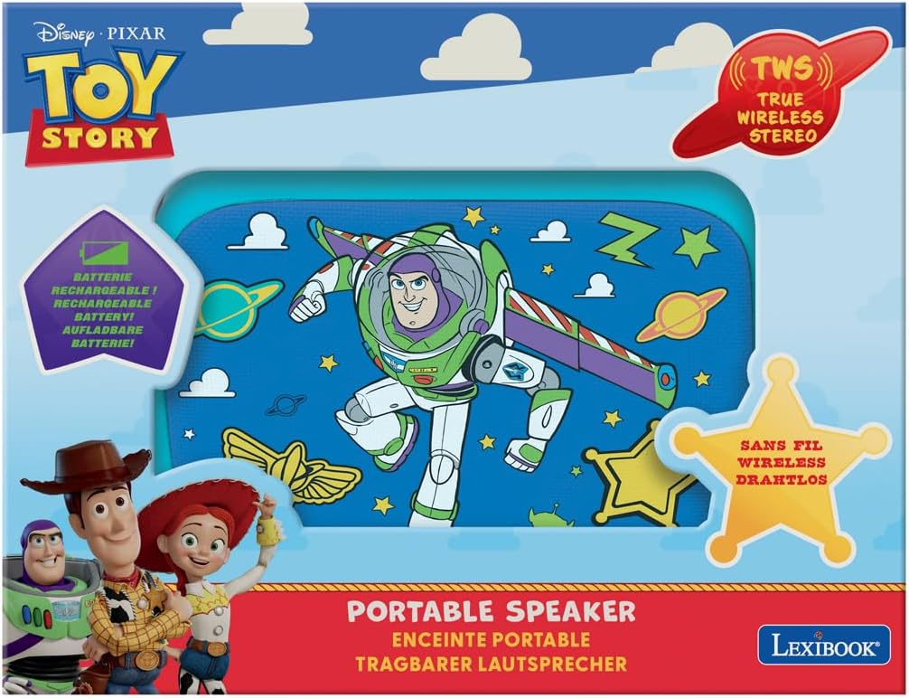 Lexibook, Toy Story, Tragbare Bluetooth-Lautsprecher, kabellos, TWS Stereo, USB- und SD/TF-Ports, in