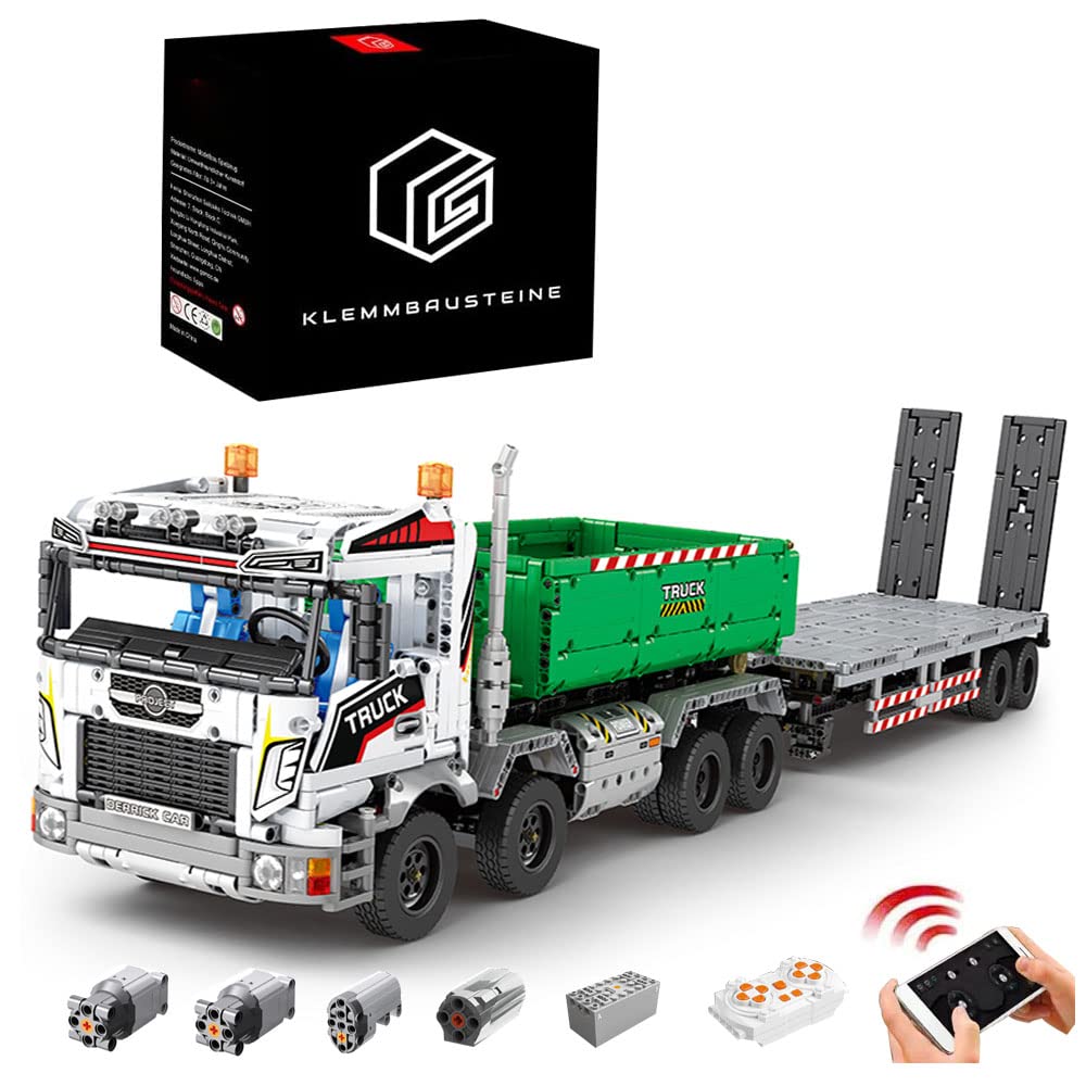 DOYAY Technik LKW Mit Anhänger, 2950 Teile Technik Truck Ferngesteuert Auto mit Motoren, Technik Dum
