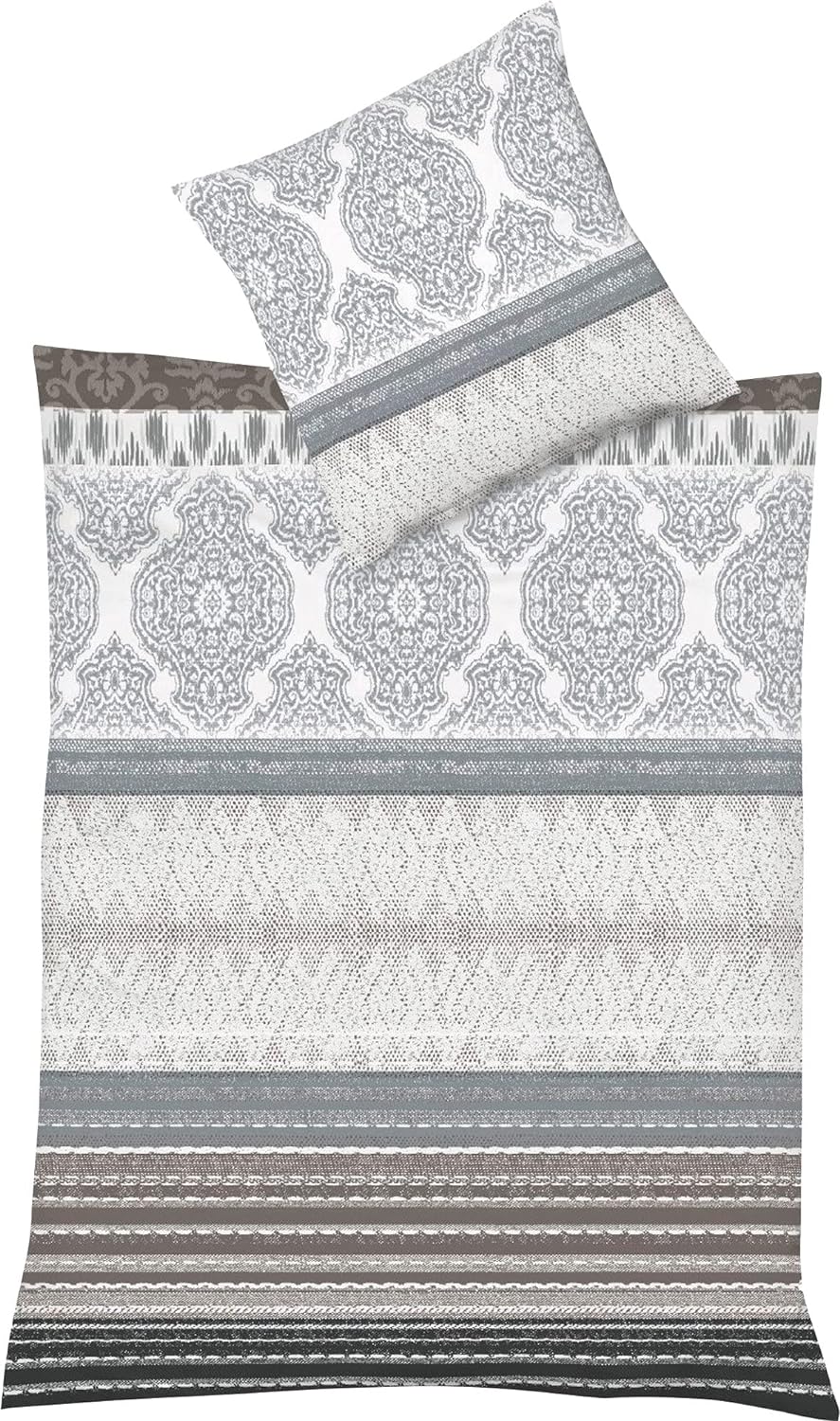 fleuresse Feinbiber Bettwäsche Aspen Lelystad Silbergrau 1 Bettbezug 135 x 200 cm + 1 Kissenbezug 80