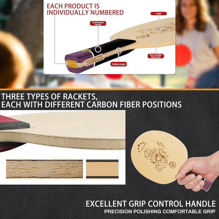 YAN-Huang Profi-Ping-Pong-Paddel, externer Arylat-Carbon-Tischtennisschläger, für fortgeschrittene u