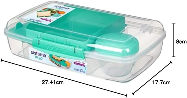 Sistema Bento Box TO GO Brotdose mit Fächern | 1,76 L Lunchbox mit auslaufsicherem Joghurt-/Fruchtbe