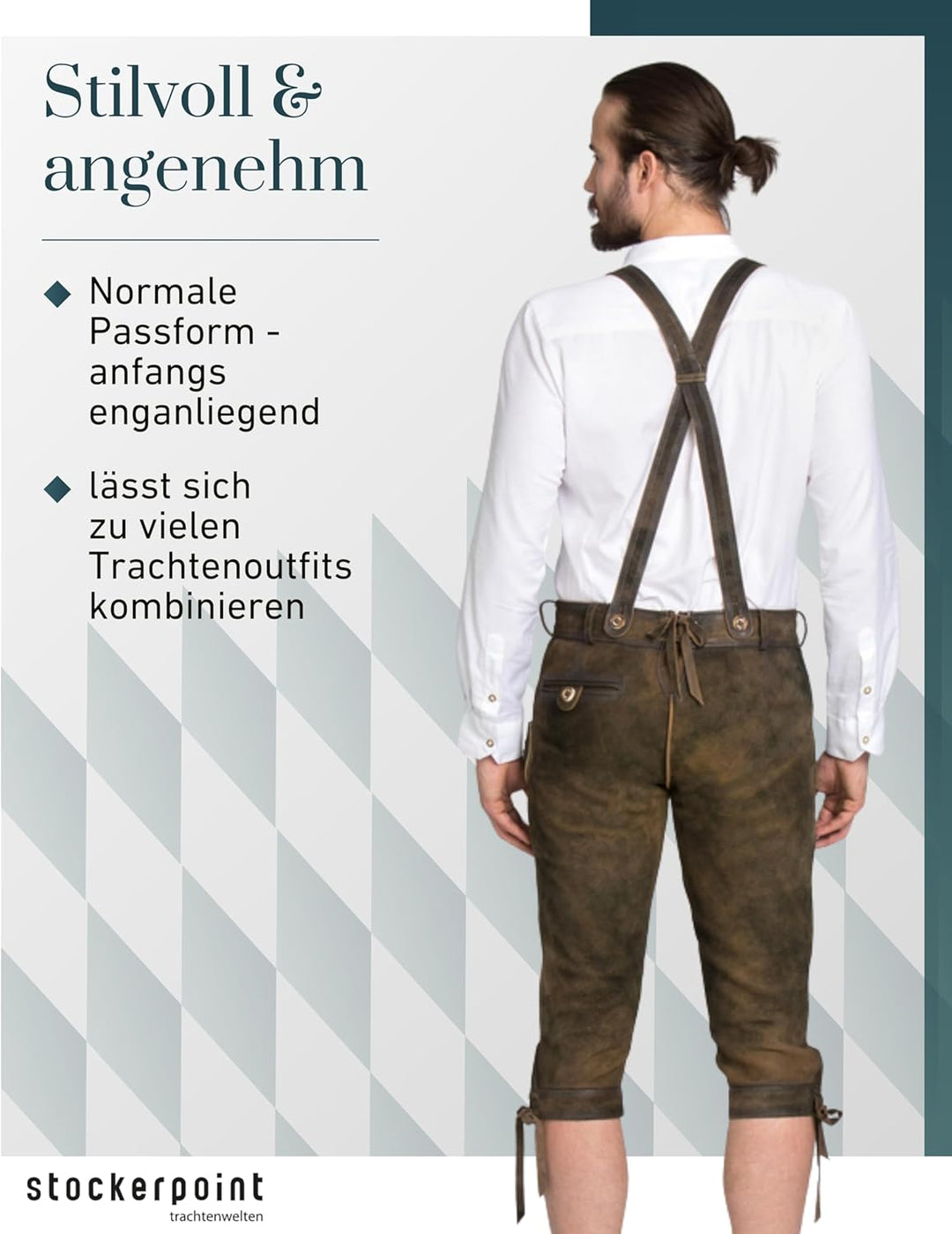 Stockerpoint Herren Trachtenlederhose Justin4 44 Bison Gespeckt, 44 Bison Gespeckt
