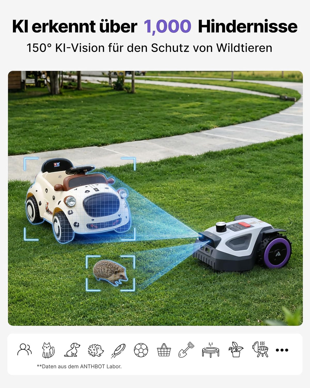 ANTHBOT M5 Pro Mähroboter ohne Begrenzungskabel – HoloSense 4-in-1 Navigation (360° LiDAR, RTK/NetRT