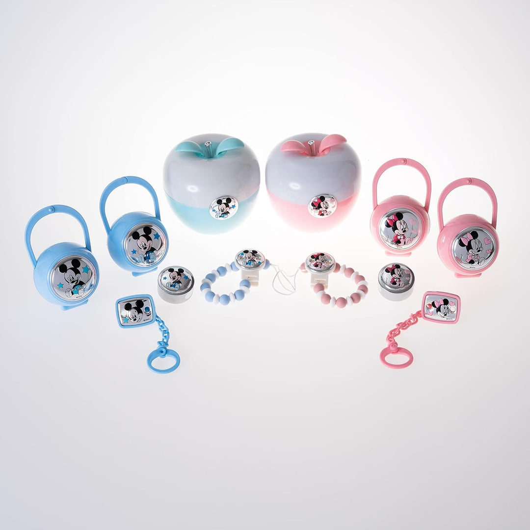 Disney Baby - Schnullerkette mit clip und Schnullerbox in Silber - perfekt als Geschenkidee zur Tauf