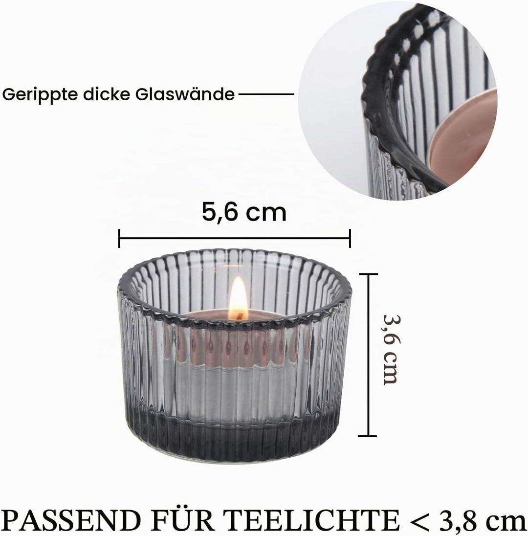 HofferRuffer 12er-Set Teelichthalter, Kerzenhalter aus Glas für Teelichter, Votivkerzenhalter für Ho