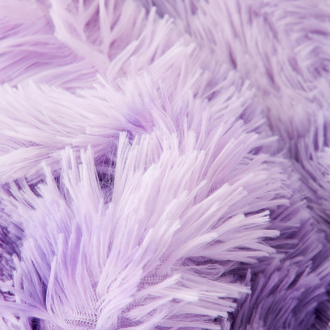 Freyamy Plüsch Bettwäsche 155x220cm Violett Langhaar Flauschig Warm Winterbettwäsche Flanell Samt Bi