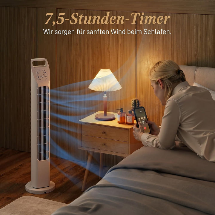 HOMCOM Turmventilator, elektrischer Ventilator mit Fernbedienung, 75° oszillierend, 3 Geschwindigkei