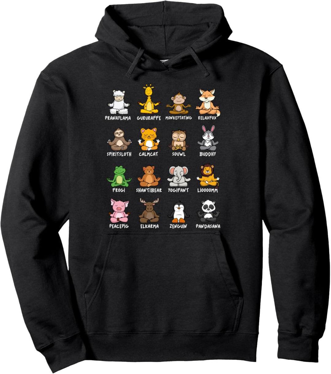 Süsse Tiere In Verschiedenen Yogapositionen | Yoga Animals Pullover Hoodie