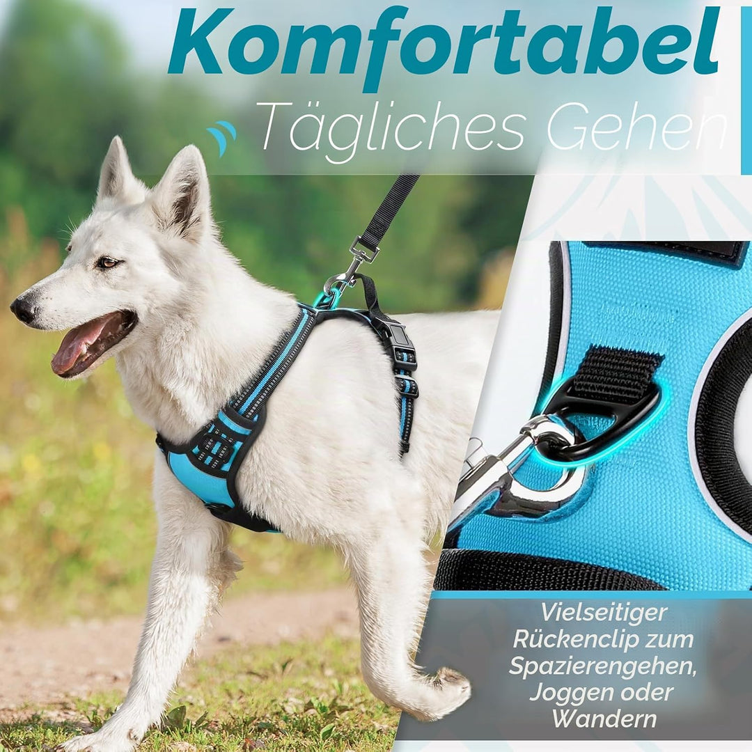 Eagloo Hundegeschirr Kleine Hunde, Anti Zug Hundegeschirr mit Reflexstreifen und Kontrolle, Verstell
