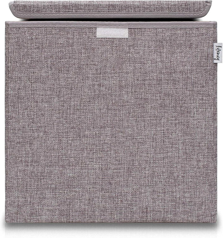 LIFENEY Aufbewahrungsbox mit Deckel im 3er Set Beige, Grau und Blau I Dreierpack Spielzeugbox passen